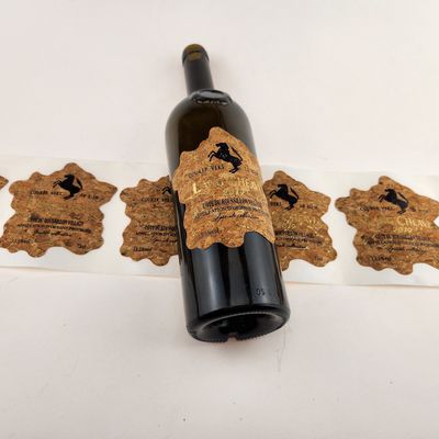 Buy Custom Cork Wine Bottle Labels - Luxury Oak Design with Gold Foil Stamping online manufacture