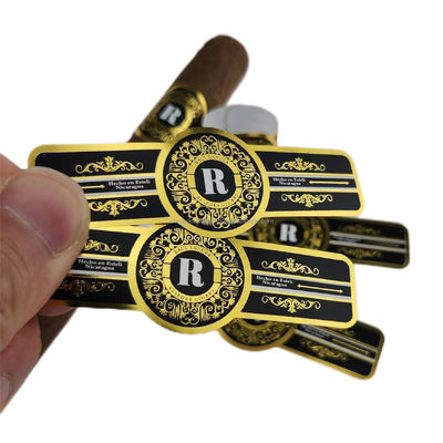 Pantone  3D Cigar Label Printing Spot UV Gold Foil Art Paper Embossed Custom Foil Stickers