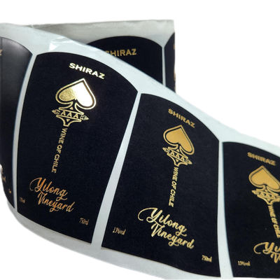 Custom Sticker Velvet Printing Textured Raised Spot UV Copper Gold Foil 3D Embossed Red Wine Sticker Label for Bottles