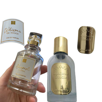 Custom Bottle Label Embossed Logo Perfume Aluminum Tag Self Adhesive Stickers for Perfume Packing Decals