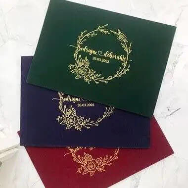 Luxury Red Velvet Envelopes Vintage Paper and Envelopes Custom Wedding Envelope With Card