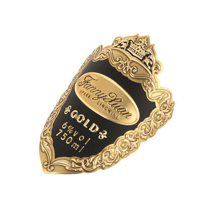 Custom Standard Size Self Adhesive Printing Vodka Wine Bottle Gold Foil Bottle Metal Labels Sticker