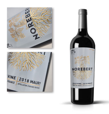 Customized Shape Self-adhesive Stickers for Wine Bottles with Spot UV Surface and Personalized Printing