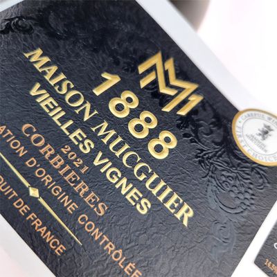 Buy High-End Red Wine Beverage Label Sticker Gold Foil Texture Self-Adhesive Glossy Vinyl Industrial Packaging online manufacture