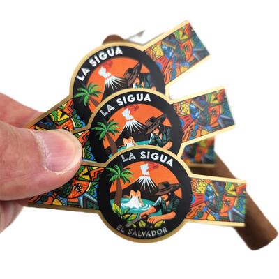 Custom Embossed Gold Foil Cigar Label and Band with ISO9001:2008 Certification for Personalized Use