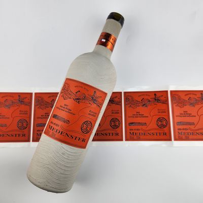Good price Orange custom leather stickers Embossed Texture Wine Bottle Label online