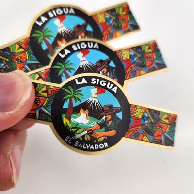 Good price Customized Logo Cigar Adhesive Sticker Waterproof Packaging Foil Stamping Cigar Band Printed Label online