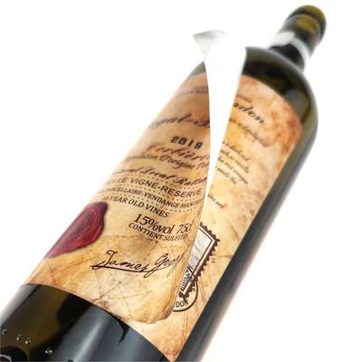 Good price Double Layer Self Adhesive Labels Anti Counterfeit Wine Handcrafted Customised Sticky Labels online