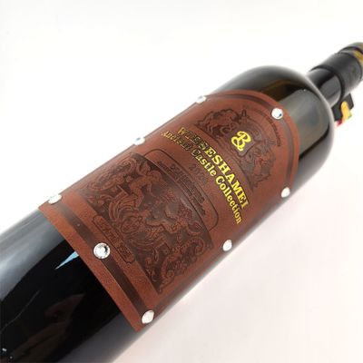 Good price OEM Brand Stamping PU Leather Label Customized Wine Personalized Leather Tags Sticker online