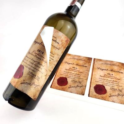 Good price Custom Red Wine Bottle Label Waterproof Adhesive Private Logo Brand Product Packaging Label Printing online