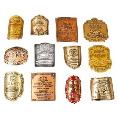Good price Gold Embossed Printed Soft Aluminum Metal Label Paper Sticker Customized for Wine Bottle online