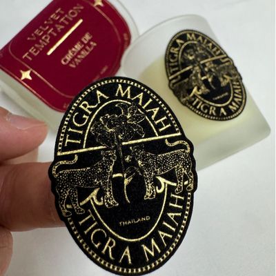 Good price High Quality Self Adhesive Debossed Embossed Velvet Perfume Candle Sticker Label online