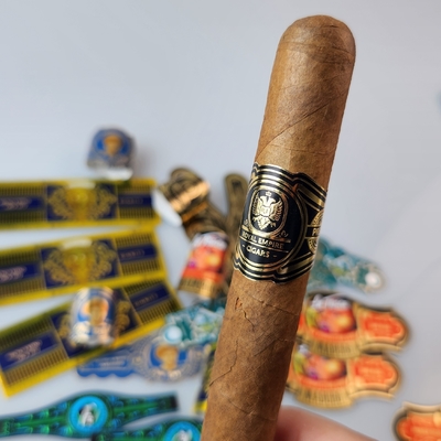 Good price Premium Custom Vinyl Printed Cigar Ring with Spot UV and Gold Foil Embossed Printing High Quality Private Branding Waterproof Cigar Label Sticker online