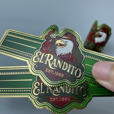Good price Custom Embossed Cigar Ring Paper Sticker Gold Foil Art Cigar Band with Adhesive Personalized Label for Cigars Label Printing Custom Sticker online