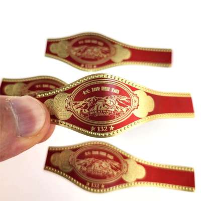 Good price Custom Round Rectangular Oval Cigar Band Label with Gold Foil Stamping and Embossed Design online